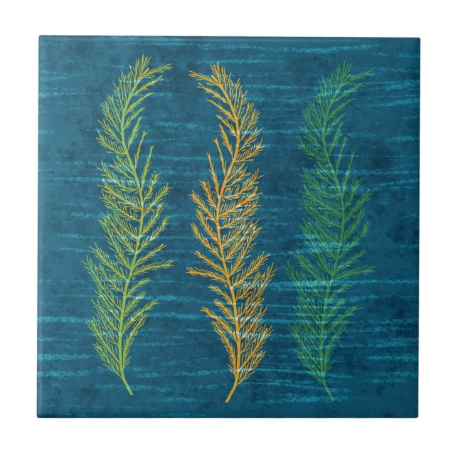 Seaweed Blue Green Ceramic Tile (Front)