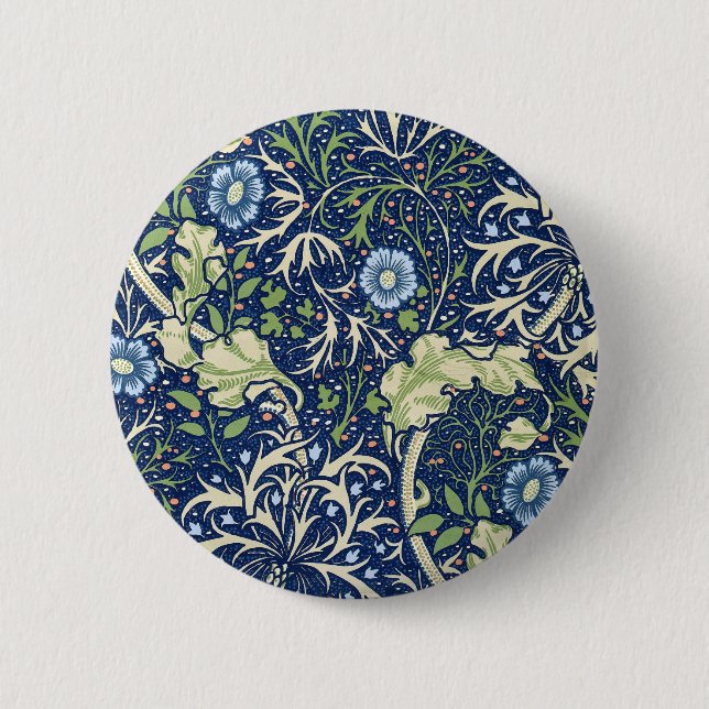Seaweed (by William Morris) 6 Cm Round Badge (Front)