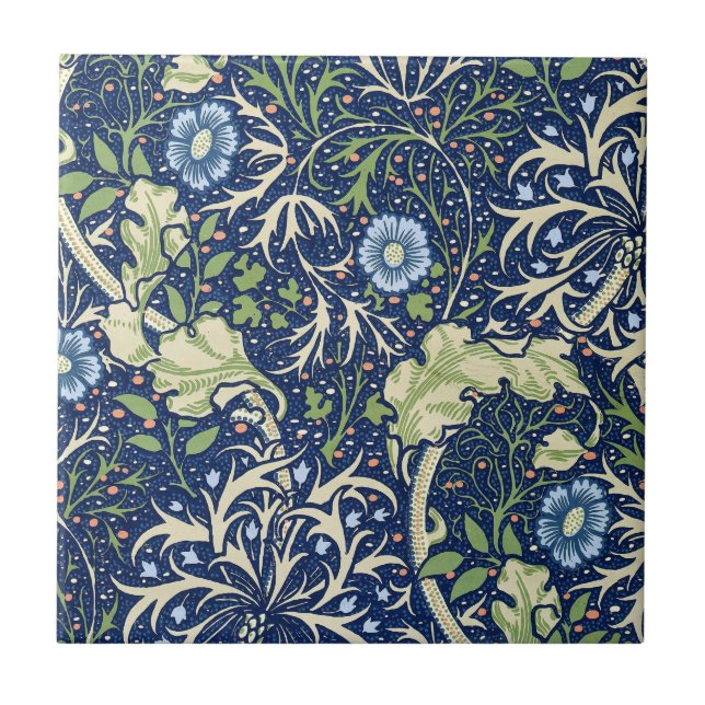 Seaweed (by William Morris) Ceramic Tile (Front)