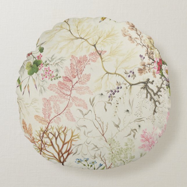 Seaweed design for silk material (w/c on paper) round cushion (Front)