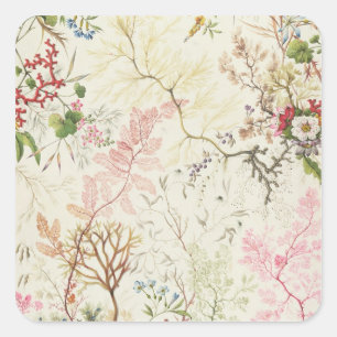 Seaweed design for silk material (w/c on paper) square sticker