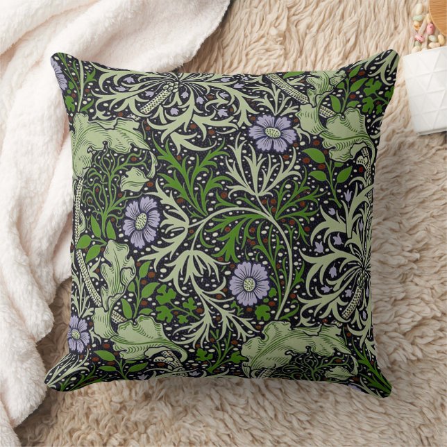 Seaweed Pattern Lilac Flowers Cushion (Blanket)