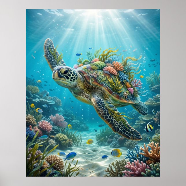 Seaweed Turtle Ocean Calm Poster (Front)