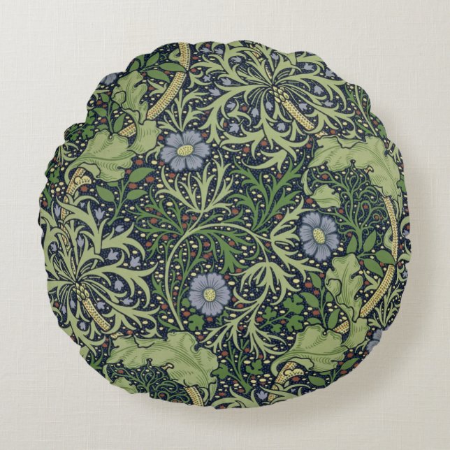 Seaweed Wallpaper Design, printed by John Henry De Round Cushion (Front)