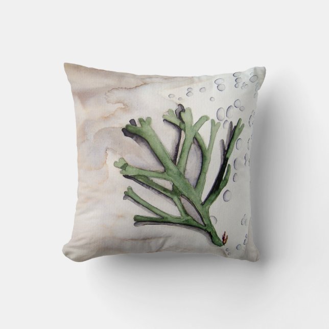 Seaweed watercolor cushion (Front)