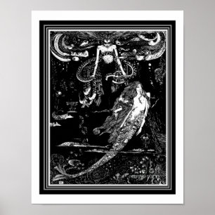 "Seawitch & Mermaid" Harry Clarke  Nouveau Print