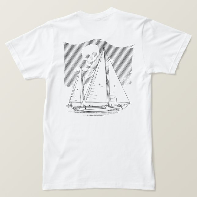 SeaWolf with Subdued Pirate Flag T-Shirt (Design Back)