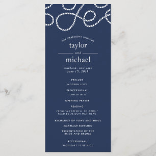 Seaworthy Wedding Ceremony Program   Navy