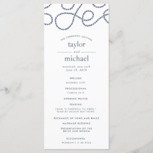 Seaworthy Wedding Ceremony Program   White