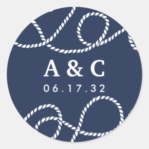 Seaworthy Wedding Monogram Stickers   Navy