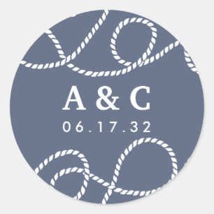 Seaworthy Wedding Monogram Stickers   Slate
