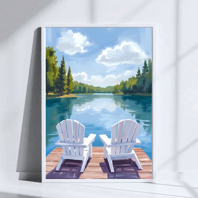 Sebago Lake Maine | Adirondack Chair Painting Poster (Creator Uploaded)