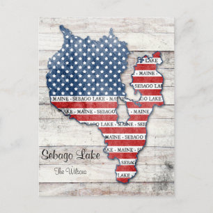 Sebago Lake Maine Map Postcard