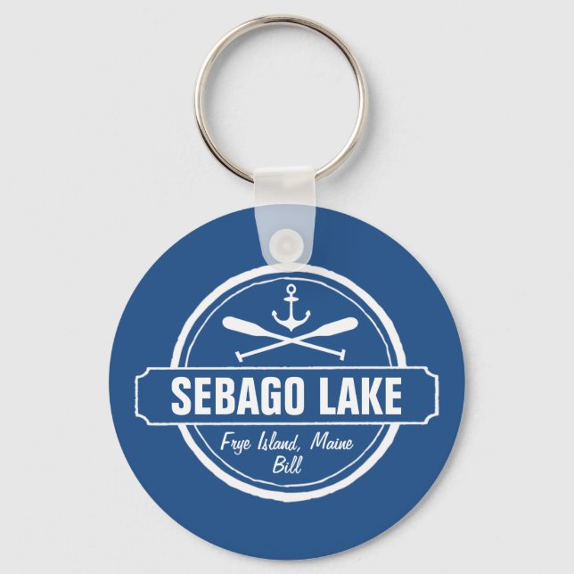 Sebago Lake Maine Personalised Town and Name Key Ring (Front)