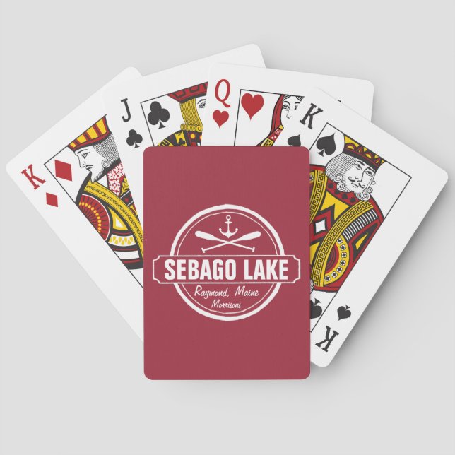 SEBAGO LAKE MAINE PERSONALIZED TOWN AND NAME PLAYING CARDS (Back)