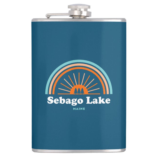 Sebago Lake Maine Rainbow Hip Flask (Front)