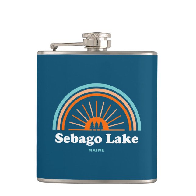 Sebago Lake Maine Rainbow Hip Flask (Front)