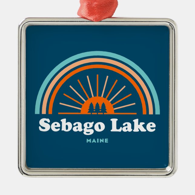 Sebago Lake Maine Rainbow Metal Ornament (Front)