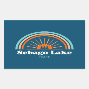 Sebago Lake Maine Rainbow Rectangular Sticker