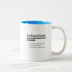 Sebastian, Boy Personalised Name Definition Two-Tone Coffee Mug