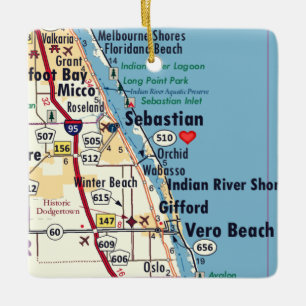 Sebastian Florida Map Ceramic Ornament