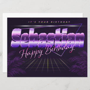 Sebastian Name First name pura retro card Birthday
