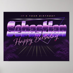 Sebastian Name Vorname retro Poster Geburtstag