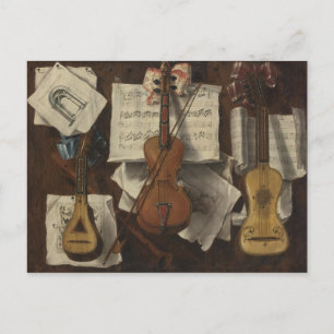 Sebastiano Lazzari Trompe - Violin and Music Notes Postcard