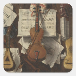 Sebastiano Lazzari Trompe - Violin and Music Notes Square Sticker