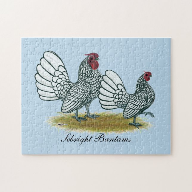 Sebright Bantams:  Silver Jigsaw Puzzle (Horizontal)