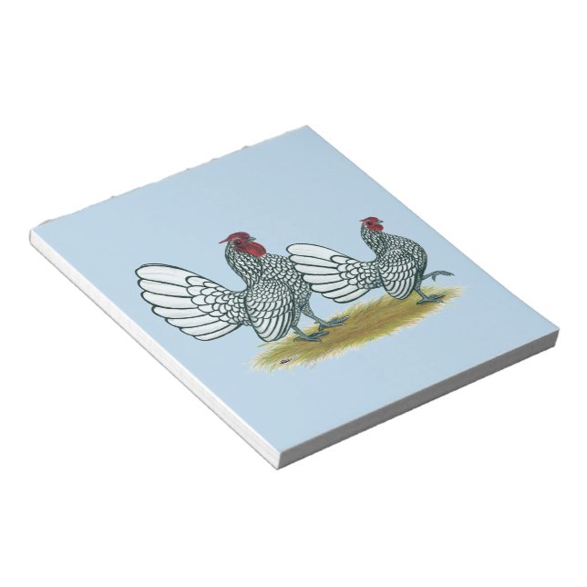 Sebright Bantams:  Silver Notepad (Angled)