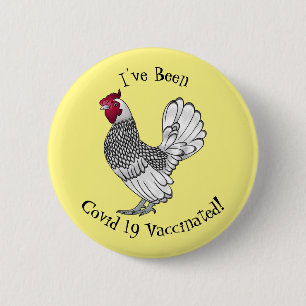 Sebright chicken cartoon illustration 6 cm round badge