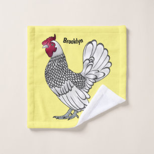 Sebright chicken cartoon illustration bath towel set