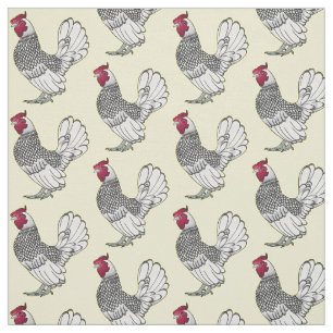 Sebright chicken cartoon illustration fabric