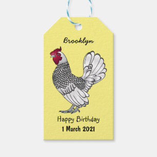Sebright chicken cartoon illustration gift tags