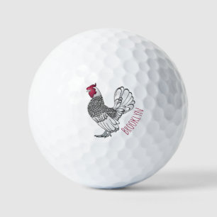 Sebright chicken cartoon illustration golf balls