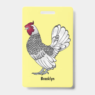 Sebright chicken cartoon illustration ID badge