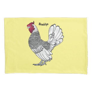 Sebright chicken cartoon illustration pillowcase