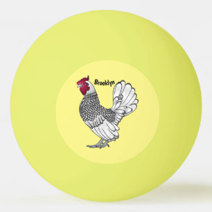 Sebright chicken cartoon illustration ping pong ball