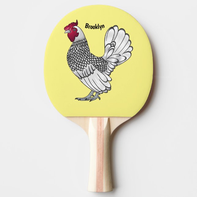 Sebright chicken cartoon illustration  ping pong paddle (Front)