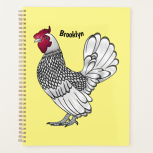 Sebright chicken cartoon illustration  planner