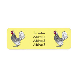 Sebright chicken cartoon illustration return address label