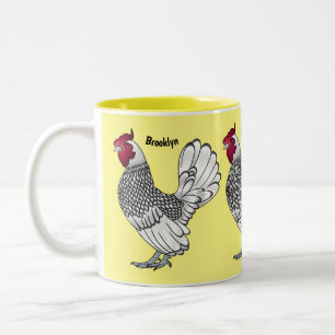 Sebright chicken cartoon illustration Two-Tone coffee mug