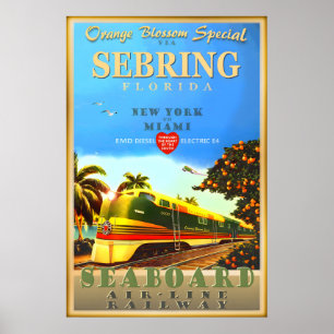 Sebring Florida Orange Blossom Special Train Art Poster