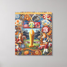 SEC Championship Folk Art Stretched Canvas Print