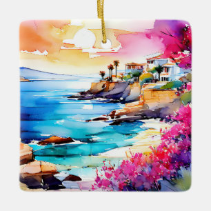 "Secluded Beach"  Ceramic Ornament