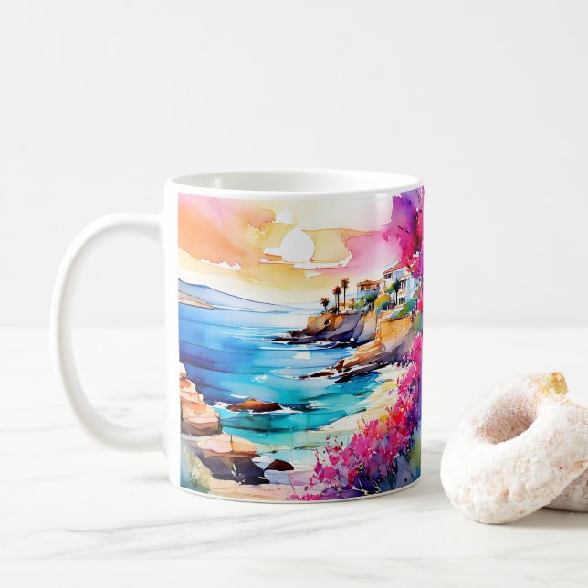 "Secluded Beach"  Coffee Mug (With Donut)