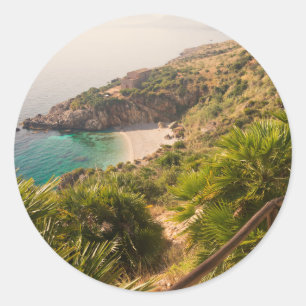 Secluded beach in Lo Zingaro, Sicily Classic Round Sticker