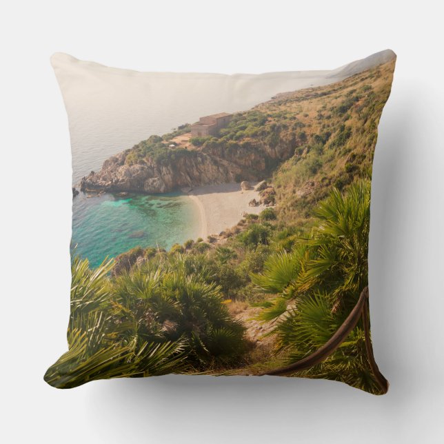 Secluded beach in Lo Zingaro, Sicily Cushion (Front)