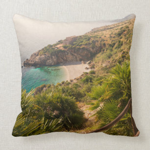 Secluded beach in Lo Zingaro, Sicily Cushion